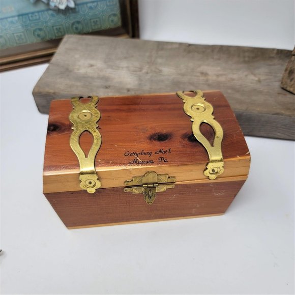 Vintage Souvenir Wood Trinket Box Chest Gettysburg - Picture 2 of 8